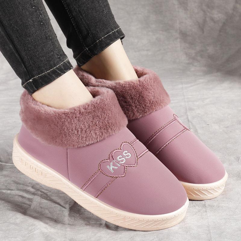 Winter Bag Root Cotton Slippers for Girls Warm and Waterproof Men's Slippers for Home Furry Slippers Plus Velvet Thickening