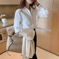White Shirt Women's Loose Top All-match Bottoming Shirt Long-sleeved Shirt Women's Simple Casual Fashion