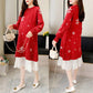 Autumn and Winter Snowflake Christmas Maternity Clothes Long Sleeve Dress Mid-length  Loose Plus Size Round Neck Knitted Skirt