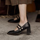 Single Shoes Women's Autumn One-step Thick Heel Casual Sweet Shallow Mouth Square Toe All-match Mary Jane Shoes Women