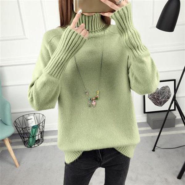 Autumn and Winter Women's Sweaters Female Students Short High-necked Loose Korean Version of Wild Long-sleeved Bottoming Shirt