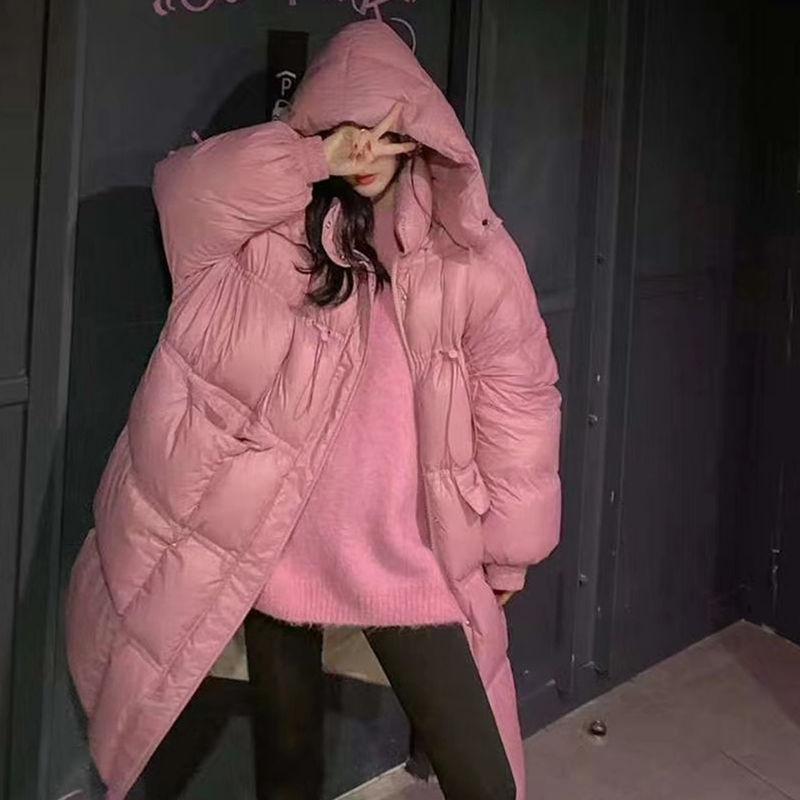 Shiny Long Down Jacket Women Winter Parka Coat Hooded Loose Coat Thick Female Jacket