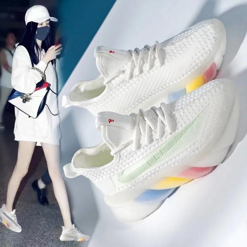 Women's Flying Woven Sneakers Summer Breathable Mesh Thin Lightweight Jelly-soled Coconut Shoes Casual Shoes