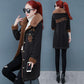 Autumn and Winter Denim Jacket Women Plus Velvet Thickening Slim Mid-length Denim Parka Coat Flocking Overcoat with Detachable Fur Collar