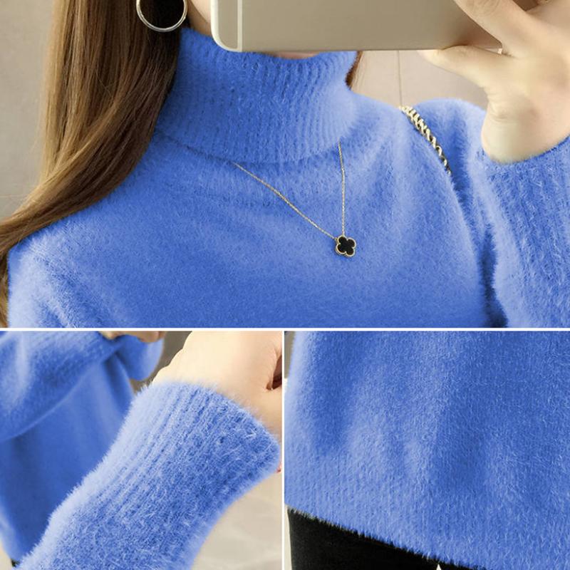 Pofulove mink velvet Korean [ furry comfortable]version of the pullover top turtleneck sweater women