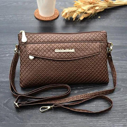 Check Leather crossbody bag Women Shoulder Messenger Bags Casual Portable Multi-Layer Large Capacity