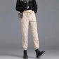 Down Cotton Trousers for Winter Wear Fashionable High-waisted Plus Velvet Thickened Straight Leg Warm Casual Cotton Trousers