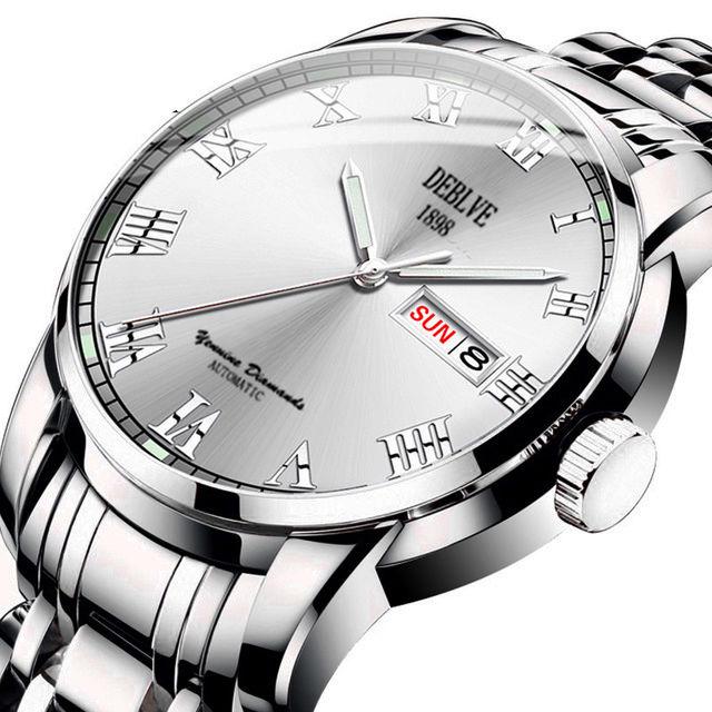 Men Mechanical Watches Wristwatches Skeleton Luxury Automatic Watch Stainless Steel Strap