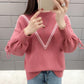 Student Loose Sweater Women Wear Low-neck Bottoming Shirt Short Bow Sweet Knitwear