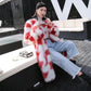 Mid-length Faux Fur Coat Winter Korean Fashion Style V-neck Thick Warm Fur One Plush Coat Suitable for Women