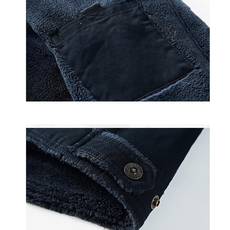 Men's Cotton Winter Thickened Plus Velvet Cotton Clothing Middle-aged Retro Casual Tooling Plus Size Lamb Wool Coat