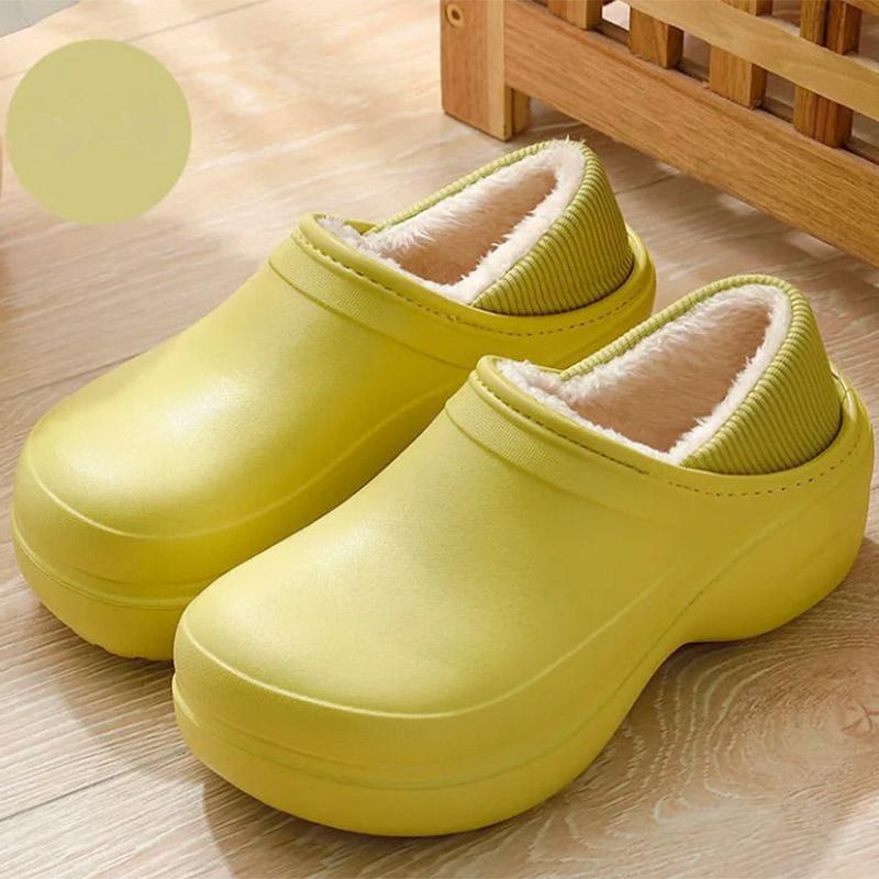 Waterproof Cotton Slippers Women's Winter Thick Bottom Shoes Non-slip All-inclusive heel slippers