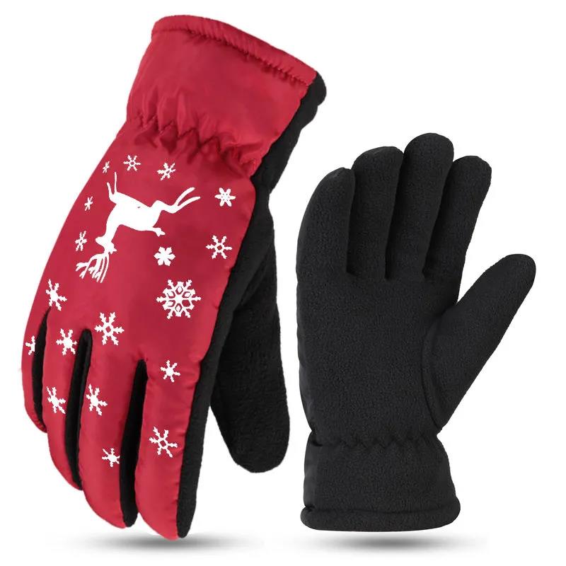 Winter Unisex Double-layer Plus Cotton Wool Gloves Thick Wear-resistant Windproof Riding Warm Waterproof Touch Screen Motorcycle Gloves