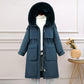 Duck Down Down Jacket Women's Mid-length 2021 Winter New Style Big Fur Collar Korean Style Over-the-knee Fashion Jacket