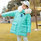 Girls Mid-length Warm Down Jacket Korean Version of Thick and Velvet Windproof Winter Jacket