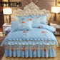 Embroidery Printed Bedding Set 4pcs Duvet Cover Bedspread Pillowcase Bed Skirt Sheet Set