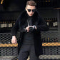 Thicken Plus Fleece Warm Jacket for Autumn and Winter Fashion Trend Handsome Black Button Big Fur Collar Men Jacket