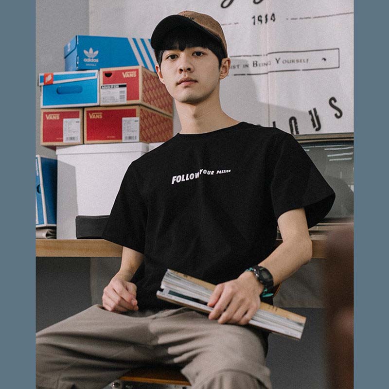 Pure Cotton Short-sleeved T-shirt Men's Summer Trend Loose Wild New T-shirt