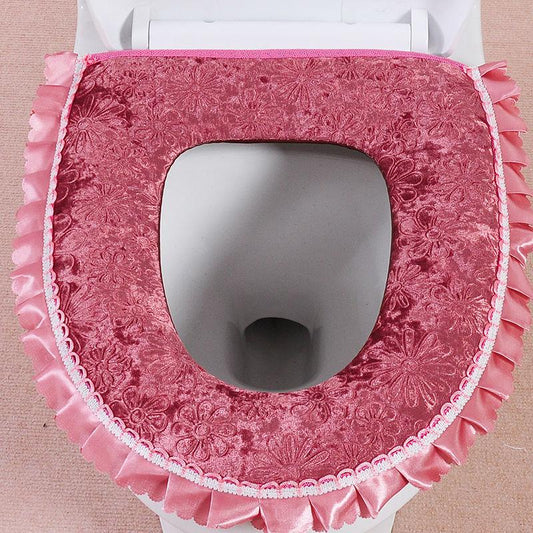 Universal Toilet Pad Household Zipper Toilet Cover Waterproof Thickened Toilet Pad Cushion Autumn and Winter Toilet Cover Toilet Pad