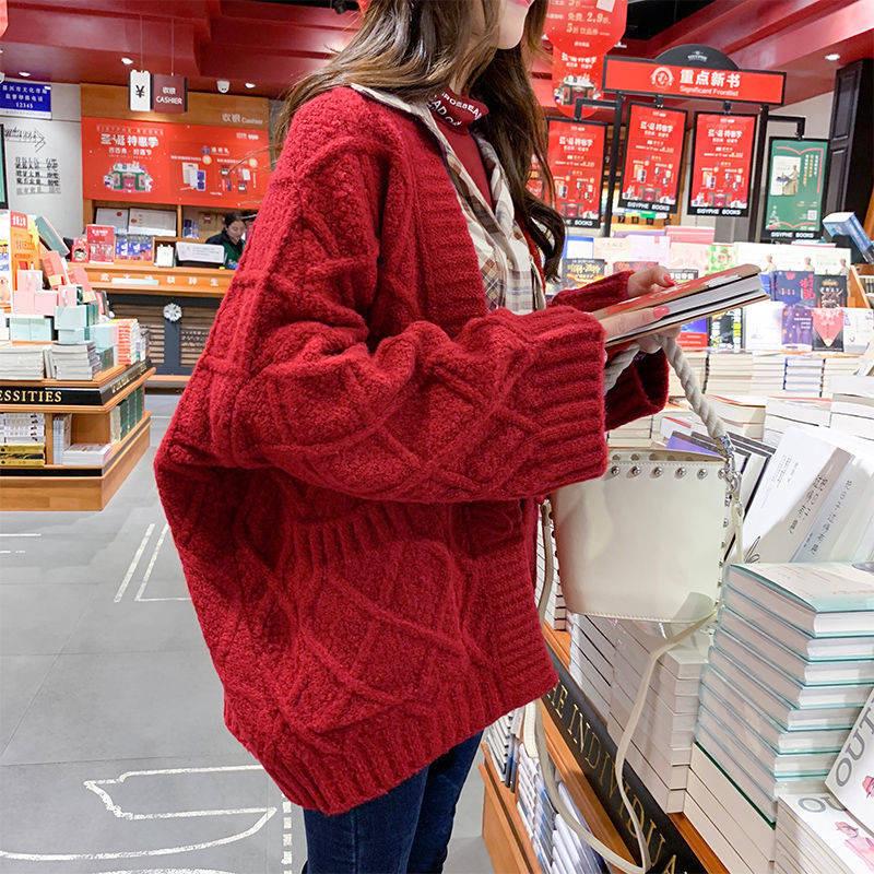 Autumn and Winter Sweater Cardigan Loose and Versatile Lazy Style Thick Knit Sweater Top