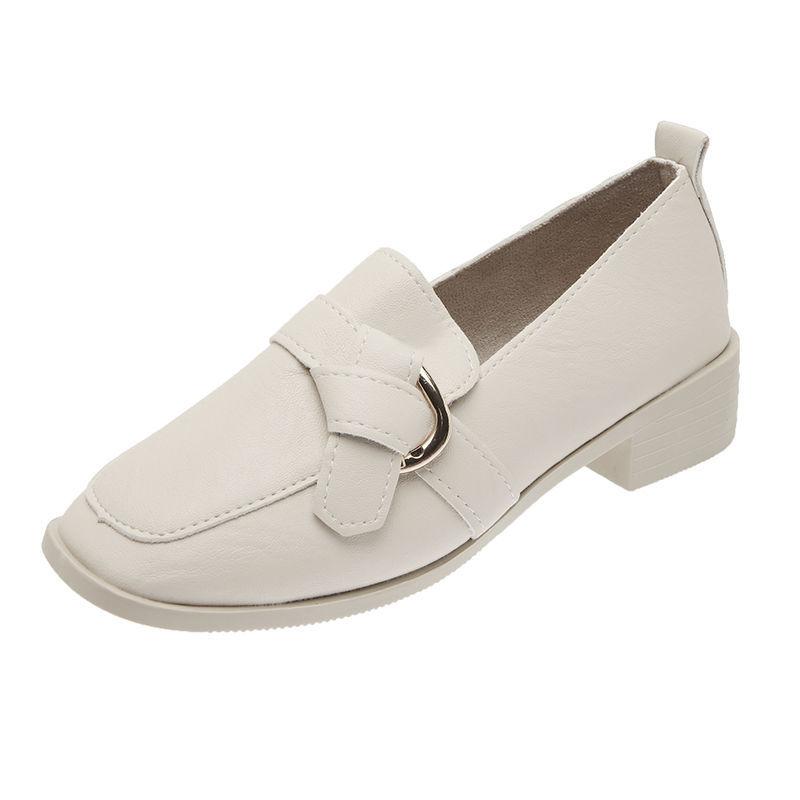British Style Retro Square Toe Mid-heel Thick-heeled Leather Shoes Women All-match Leather Shoes Women's Shoes Single Shoes Loafers Work Shoes