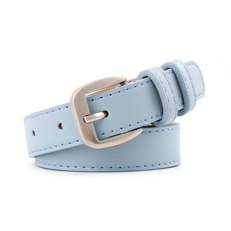 Waist Belt Teenager Boys Girls Students Buckle Waist Belt Leather Solid Color