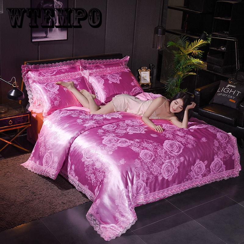 High Quality Luxury Jacquard Bedding Sets Bed Sheet king Queen Size Pillowcase Duvet Cover