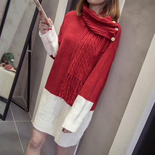 Mid-length Autumn and Winter Sweater Striped Pattern Casual Pullover Top Loose Casual Women's Jacket