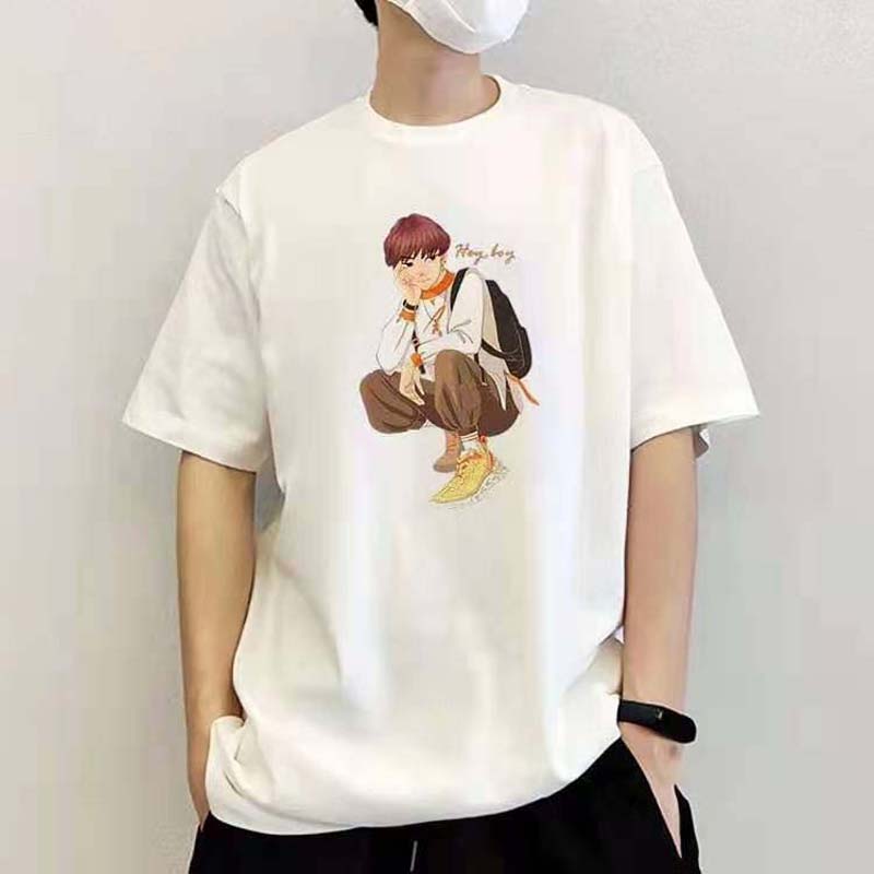 Short-sleeved T-shirt New Men's Short-sleeved Loose-fitting Student Shirt