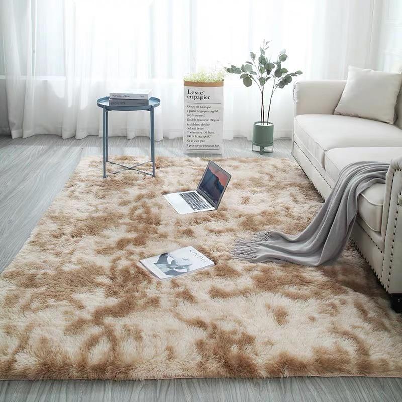 Tie-dyed Plush Living Room Soft Carpet Bedroom Non-slip Floor Mat Bedroom Absorbent Carpet