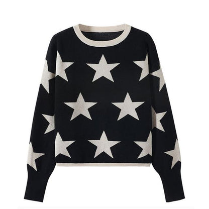 Fall Winter Women's Sweater O-Neck Star Pullover Knitting Sweaters