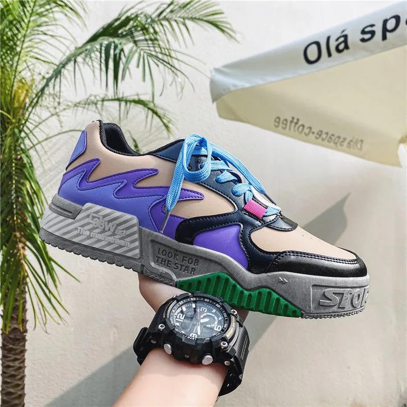 Canvas Shoes Men's Low-top Spring Harajuku Style Men's Shoes Ins Board Shoes Thick Bottom Color Matching Tide Shoes Summer