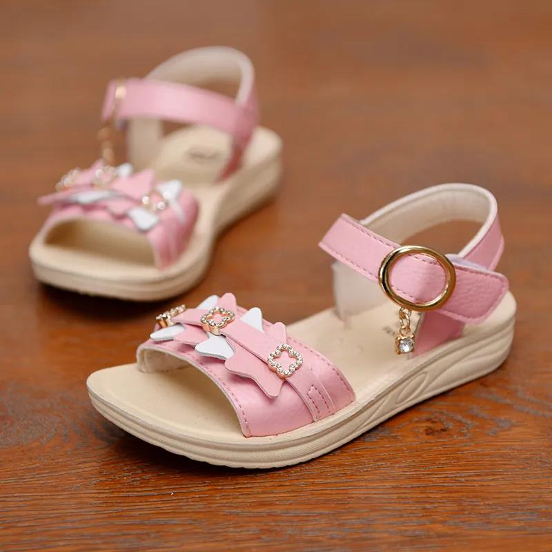 Girl's Sandals In Summer Soft Sole Flat Casual Princess Cool Shoes Little Girls' Non Slip Light Outdoor Beach Sandals