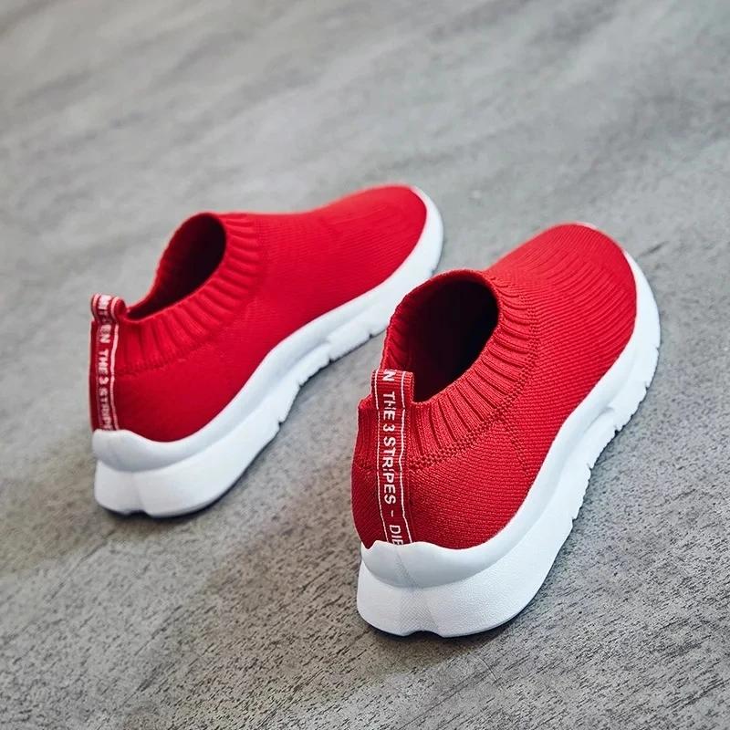 A Pedal Casual Women's Shoes Lazy Shoes Flying Woven Socks Shoes, Breathable Sneakers Women's Mother Shoes Breathable Net Shoes Coconut Shoes