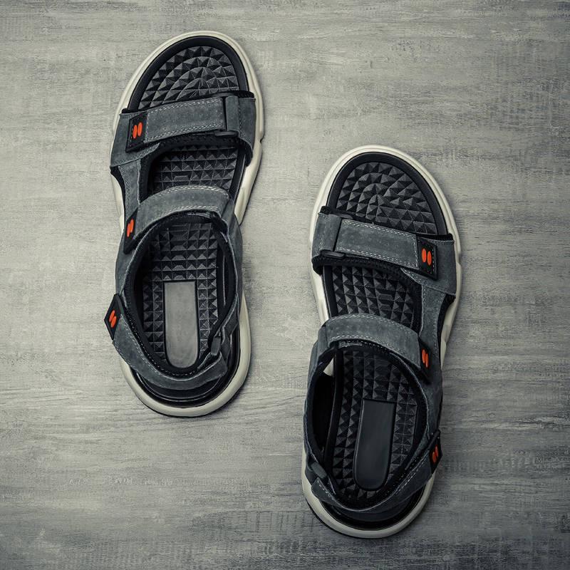 Summer Sandals Men's Leather Soft Bottom Breathable Casual Shoes Men's Cushion Cushioned Beach Shoes