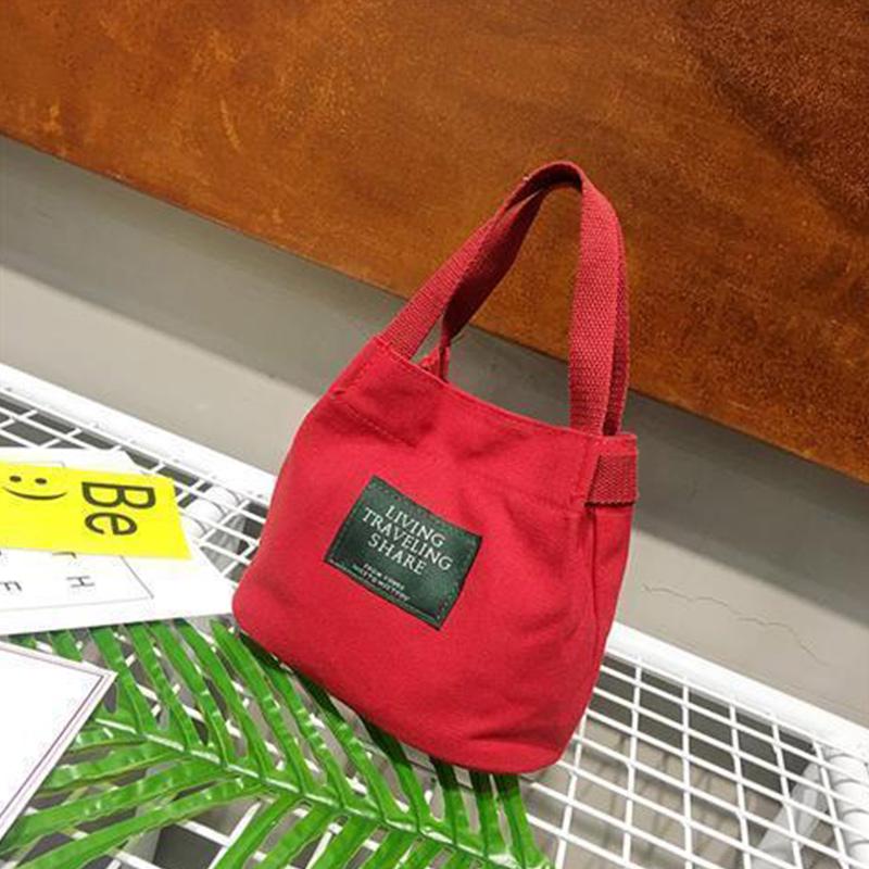 Korean Version of Literary and Artistic Leisure One-shoulder Canvas Bag Female Bag Mini Mummy Bag Small Fresh Bucket Bag