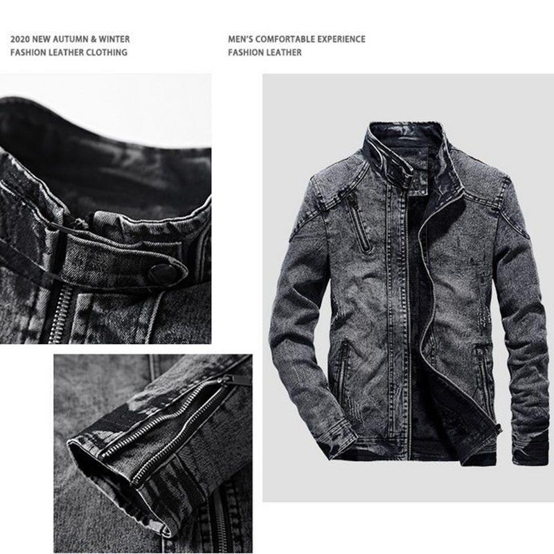 Denim Jacket Men's Korean Style Slim Casual Jacket Men's Autumn and Winter Plus Velvet Thickening Retro Washed Men's Clothing