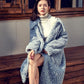 Fur & Faux Fur Imitation Lambswool Solid Color Women's Fur Jacket Winter Warm Fashion Medium Long Women Fur Coat Outwears