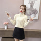Half High Neck Long-sleeved Sweater Wooden Ears Sweet Beauty Sweater