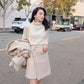 Cotton Thick Woolen Suit Women Autumn and Winter Temperament Small Mid-length Woolen Skirt Two-piece Suit