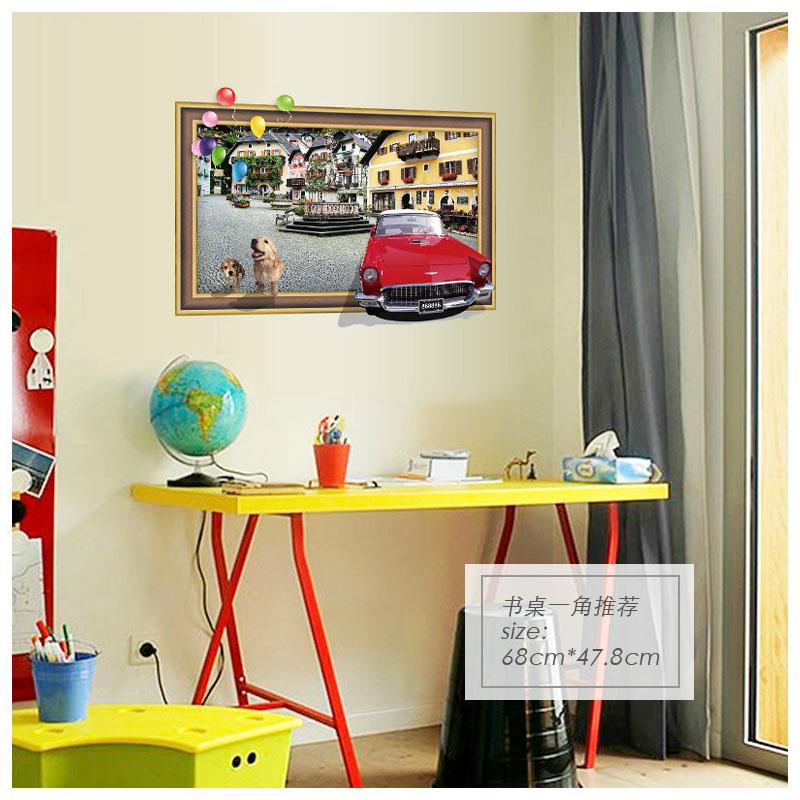 [Wall sticker ]Cartoon 3d City Landscape Wall Stickers For Kids Rooms Nursery Baby Children Bedroom