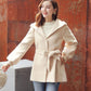Winter Fashion Woolen Coat Spring Long Sleeve Loose Hooded Lace Jacket