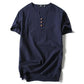 Oversized Linen Shirt Men's Summer Short-sleeved Plus Fertilizer Plus Size Loose Half-sleeved Solid Color Men's T-shirt