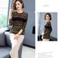 Vintage  Leopard Sweater Female Ethnic Style Print High-end Cashmere Sweater Fashion Pullover Woolen Sweater Outwear