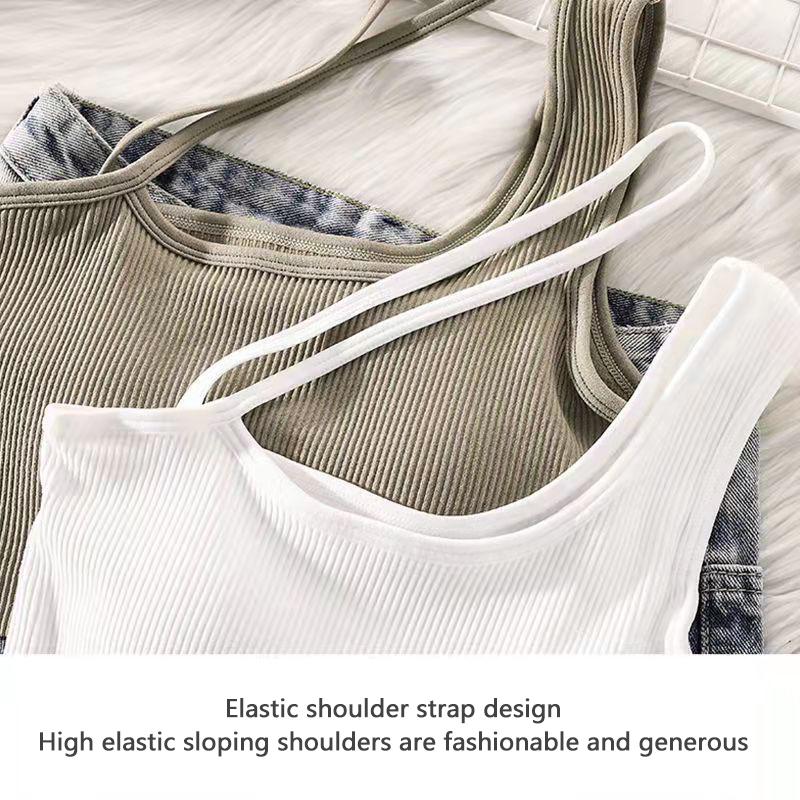 Half Turtleneck Sling Girl Sexy Vest Female with Chest Pad Outside Wear Inside Wear-proof Slim Top Wrap Chest Lingerie Yoga Fitness Sport Bar