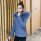 Winter Short Cotton-padded Jacket Korean Version of The Large Fur Collar Slim Coat Solid Color Warm Female Down Padded Jacket