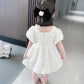 Cotton Girl Fake Two Summer T -shirts Female Baby Children's Children's Clothing Lace Wild Short Sleeve Top