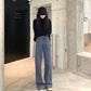 Women's High Waist Retro Denim Mopping Pants Are Thin and Tall Jeans Loose Straight Wide Leg Drape Hyuna Style Trousers