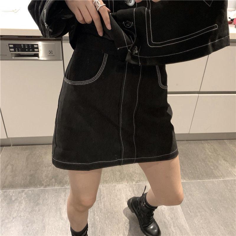 Two-piece Women's Long-sleeved Top A-line Skirt Casual Vacation Office Home