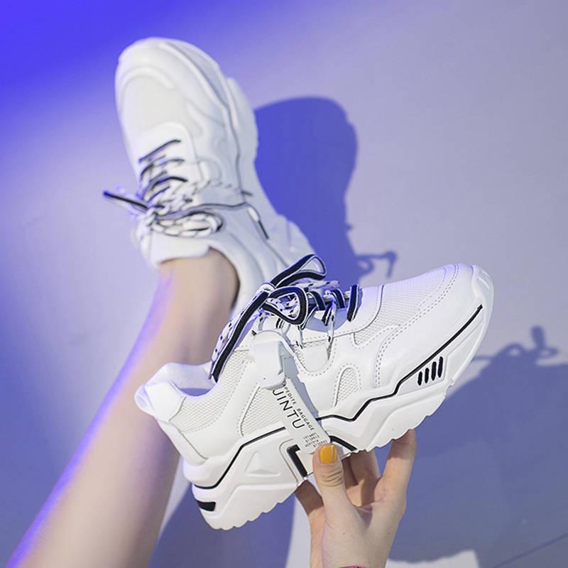 Women Trainers Running Shoes PU Leather White Fashion Sneakers Sneakers Ladies Outdoor Sport Shoes
